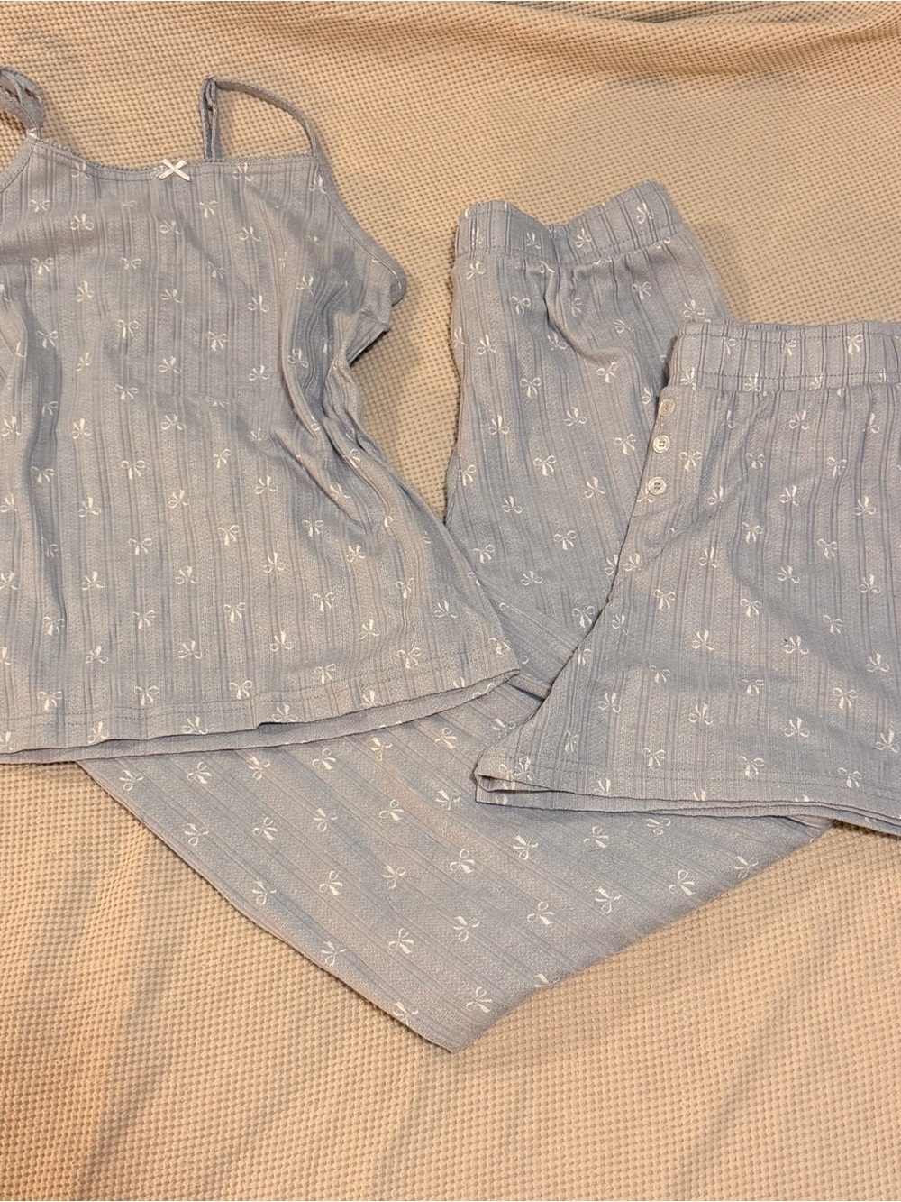 Woman Light Blue Floral Stripe Pajama Set